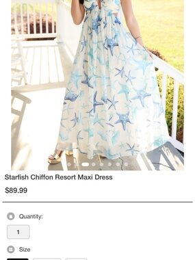 Starfish Chiffon Resort Maxi Dress - White & Blue